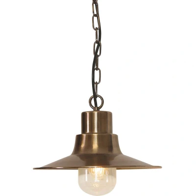 Image of Sheldon 1 Light Outdoor Ceiling Chain Lantern Brass IP44, E27
