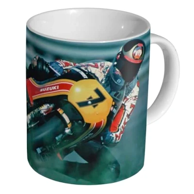 Image of Green Listing LTD Barry Sheene MotoGP Superbike Legend Mug 7 Ceramic 11oz Tea Coffee Mug/Cup