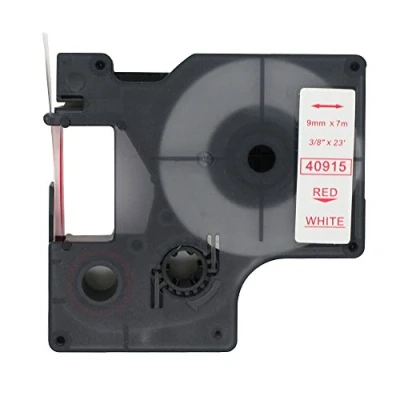 Image of BROVACS 1 Pack Red on White Label Tape Compatible for DYMO D1 40915 9mm 3/8&quot; OPA2115