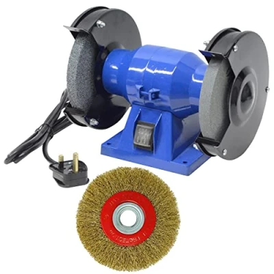 Image of Dapetz ® 150mm Bench Grinder 2950 RPM 230V 150W 150 x 16 12.7mm Coarse and Fine Grinding Wheels Twin Electric Polisher for Grinding, Polishing Sharpening with Wire Wheel Brush