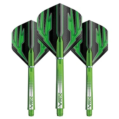 Image of RED DRAGON Dart Flight &amp; Stems Combo Green 4 sets of Standard Flights and Medium VRX Per Pack