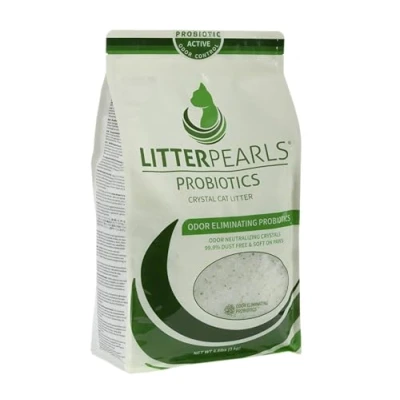 Image of Litter Pearls Probtiotics Unscented Non Clumping Crystal Cat with Odor Eliminating Probiotics 7L 6.6lbs 3Kg Clear and Green Silica Gel Crystals