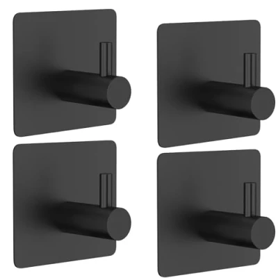 Image of CYILIUEN 4 Pack of 1407B2 Self Adhesive Hooks Bathroom for Kitchens, Towels, Key, Black