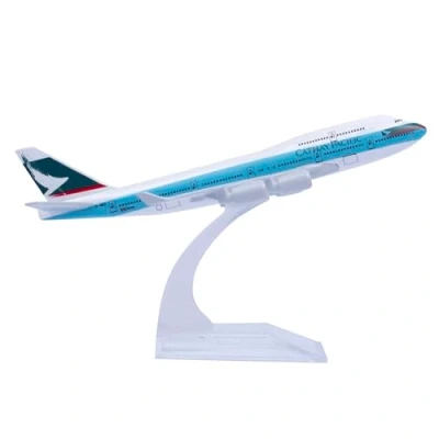 Image of Bswath Model Airplane 1:400 Scale Cathay Pacific B747 Plane Metal Die cast Alloy Airplanes for Gift and Collection, White