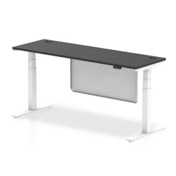 Image of Air 1800x600 Height Adjustable Desk Black CP White Leg Modesty Panel
