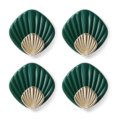 Image of RICOO Self Adhesive Hooks for Bathroom Towels, Robes, Coats, HP004 GN Stick On Wall and Door Hooks, Modern Design in Shell Shape, 4 Pack, Strong Hanging Essentials, Green