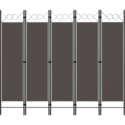 Image of vidaXL 5 Panel Room Divider, Anthracite Resistant Fabric and Powder coated Iron Frame, Elegant Circle Design Feature Ideal for Bedrooms, Living Rooms Children&#039;s 200x180 cm