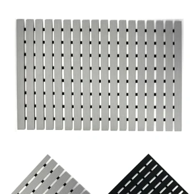 Image of Nicoman Shower Mat Non Slip Bath Drainage Matt Slatted Duckboard Design GREY (64x43cm / 25x17 inches)
