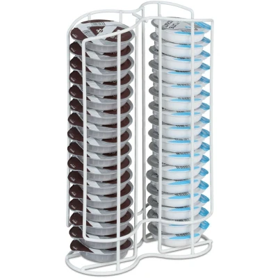 Image of Relaxdays compatible with Tassimo, coffee pod holder for 32, capsule dispenser, H x W D: 29 18 8.5 cm, white, 100% iron, 29x18x8,5 cm