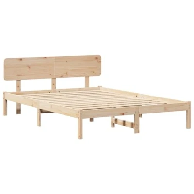 Image of vidaXL Bed Frame with Headboard 160x200 cm Solid Pine Wood