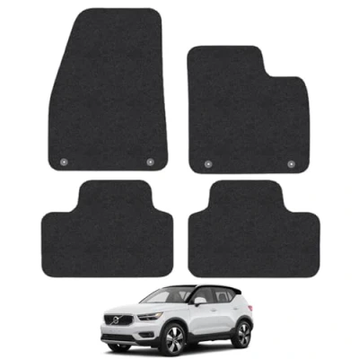 Image of Car Mats Compatible with Volvo Xc40 (2018 ) [Manual] Tailored Fit Black Carpet Floor Set Accessory Custom 4 Pieces Anti Slip Backing &amp; Binding Trim Edge