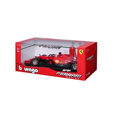 Image of Bburago B18 16809L 1:18 F1 2021 SF21 Ferrari Leclerc, Assorted Colours, Red