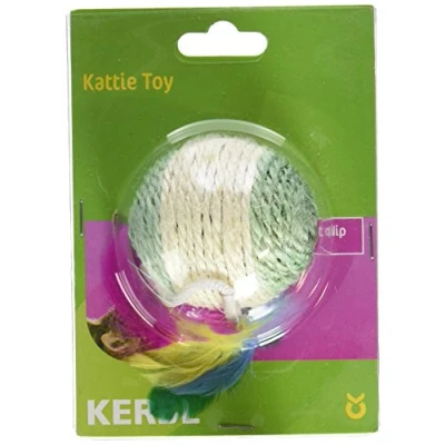 Image of Kerbl Sisal Play Ball with Rattle/Feather, 6 cm, Assorted Colours