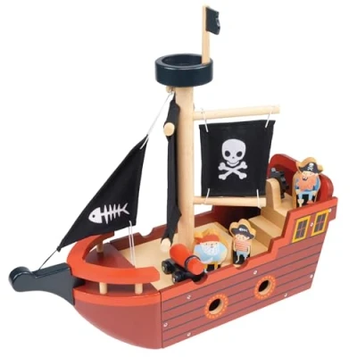 Image of Mentari Wooden Toy Vehicles: The Ultimate Playtime Essential (Pirate Ship)