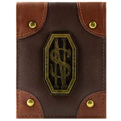 Image of Newt Scamander Fantastic Beasts Trunk Metal Emblem Wallet Bi Fold ID &amp; Card Holder, Brown