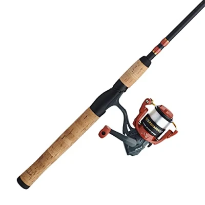 Image of Shakespeare Crusader Spinning Reel and Fishing Rod Combo, Red/Black/Cork