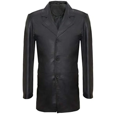 Image of Infinity Leather Mens 3/4 Black Cromby Coat Rosario Size X Large