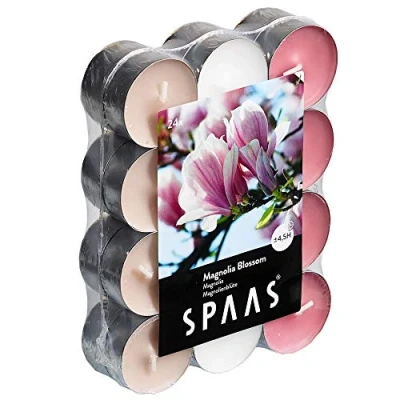 Image of Spaas 24 Scented Tealights Assorted Colours, ± 4.5 Hours, Magnolia Blossom