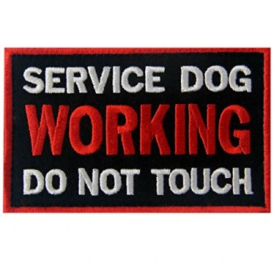 Image of Service Dog Working Do Not Touch Vests/Harnesses Emblem Embroidered Fastener Hook &amp; Loop Patch