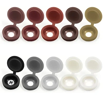 Image of 200 Pieces Hinged Screw Cover Caps, Plastic Head Covers Caps Snap on Replacement Decorative Covers,