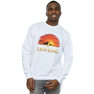 Image of Disney Men&#039;s The Lion King Movie Sunset Logo Sweatshirt White Large
