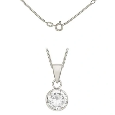 Image of Carissima Gold Women&#039;s 9 ct White 7 mm Round Cubic Zirconia Pendant on 0.7 Diamond Cut Adjustable Curb Chain Necklace of Length 41 cm/16 Inch 46 cm/18