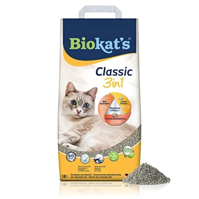 Image of Biokatʼs Classic 3in1 with fragrance free formula Clumping cat litter 3 different grain sizes 1 bag (1 x 18 L)
