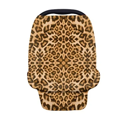 Image of Wanyint Leopard Animal Print Baby Car Seat Covers Carseat Canopy for Babies Boys Girls,Multi use Nursing Breastfeeding Covers,Nursing Scarf