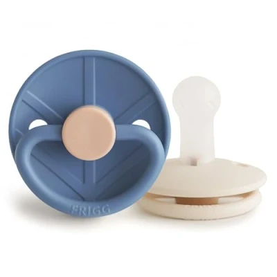 Image of FRIGG Little Viking Silicone Pacifier Pack of 2 Pacifiers Soother Dummy BPA Free Made in Denmark Symmetrical Cherry Shaped Nipple (Ocean View/Cream, Size (6 18 Months))