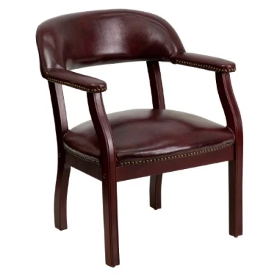 Image of Flash Furniture Conference Chair with Accent Nail Trim, Wood, Oxblood Vinyl, Set of 1