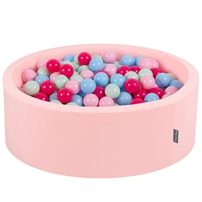Image of KiddyMoon 90X30cm/200 Balls ∅ 7Cm / 2.75In Baby Foam Ball Pit Made In EU, Pink:Light Pink/Dark Pink/Babyblue/Mint
