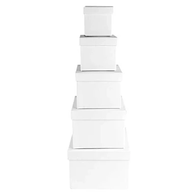 Image of Ideen mit Herz, Gift Boxes with Lids, Cardboard Boxes, Set of 5 Different Sizes, Stackable, Large to Small, Made Sturdy Cardboard, Ideal for Birthdays and Weddings, Square, 6 14 cm