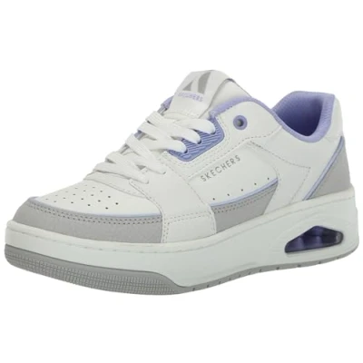 Image of Skechers Sport UNO Court Trainers, Women&#039;s, Size: 2, White/lavender leather and imitation