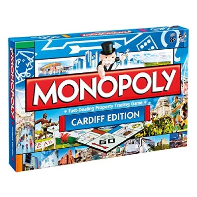 Image of Winning Moves Cardiff Monopoly Board Game, Advance to The International Airport, Millenium Stadium or Wales Centre and trade your way success, makes a great gift for ages 8 plus