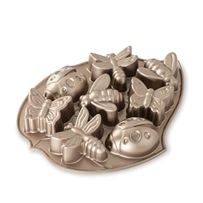 Image of Nordic Ware Baking Tray Backyard Bugs Bundt Copper 8 Pieces