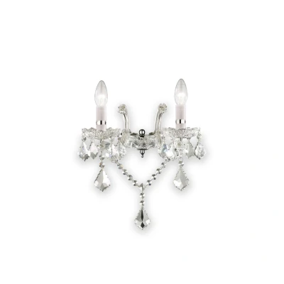 Image of Florian 2 Light Indoor Glass Candle Wall Chrome with Crystals, E14