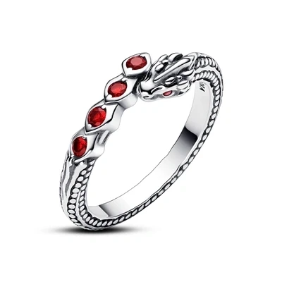 Image of Pandora Game of Thrones House the Dragon sterling silver ring with salsa red crystal, 56