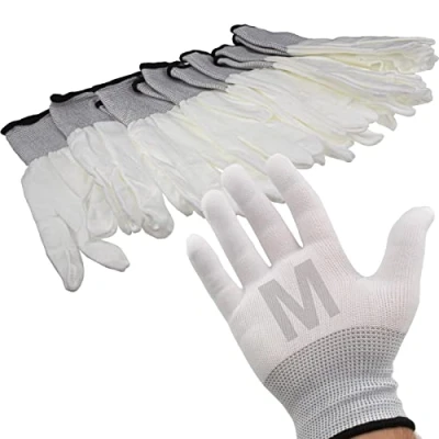 Image of White Work Gloves Anti Static Non Slip Pack of 6 MEDIUM [Medium]