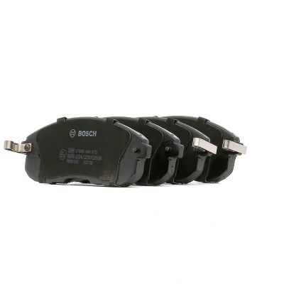 Image of BP1493, E990R02A08703470 Brake pad set BOSCH 0 986 494 572 Low Metallic with acoustic wear warning anti squeak plate NISSAN: Pulsar Hatchback