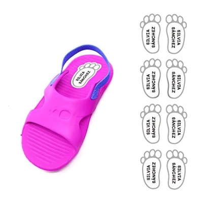 Image of Shoe Labels for Kids Personalised Stickers with Foot Print 21 x 37&#039;5 mm. (8 Pairs). Model: 0. White