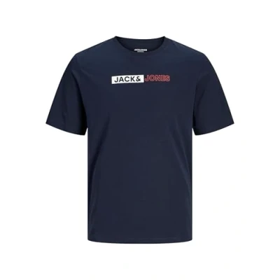 Image of Jack &amp; Jones LOGO Print Tshirt, Men&#039;s, Size: 3XL, Navy blazer