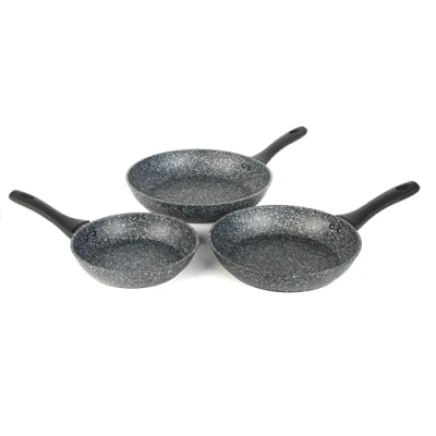 Image of Salter BW06235S Megastone 3 Piece Frying Pan Set 20cm/24cm/28cm, 10 x Tougher Non Stick, PFOA Free Forged Aluminium, Suitable For All Cooking Hobs, Soft Touch Handle