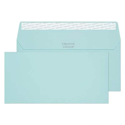 Image of Blake Creative Colour DL+ 114 x 229 mm 120 gsm Peel &amp; Seal Wallet Envelopes (25218) Cotton Blue Pack of 25