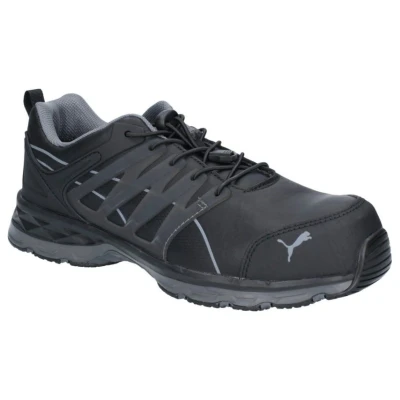 Image of Puma Mens Velocity 2.0 Lace Up Safety Shoe Black Leather Size UK 8