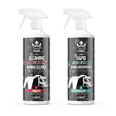 Image of Caravan King Awning &amp; Canopy Cleaner and Waterproofer Spray Care Protect Cleaning Bundle Kit (2x 1 Litre)