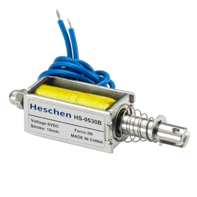 Image of Hechen solenoid electromagnet HS 0530B DC6V 5N 10mm stroke push pull type open frame