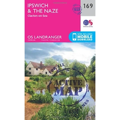 Image of Landranger Active 169 Ipswich, The Naze &amp; Clacton on Sea Map With Digital Version