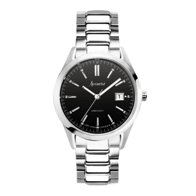 Image of Accurist Mens Everyday 40mm Quartz Watch in Black with Analogue Display, and Stainless Steel Bracelet 74014