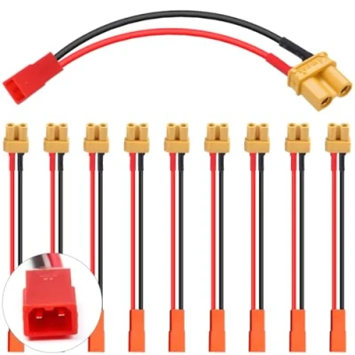 Image of EatPitaya XT30 Plug to JST Connector,10pcs Female Male 20AWG 10cm/3.93in Flexible Silicone Cable Wire Adapter for RC FPV ESC Speed Controller Lipo Battery Charging