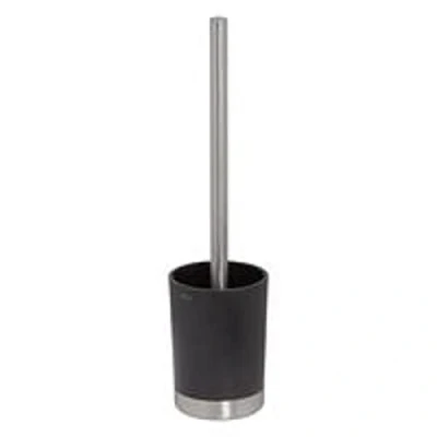 Image of Tiger Tune Toilet Brush and Holder, Freestanding, Stainless Steel Brushed, Black, 9.1 x 37.9 cm